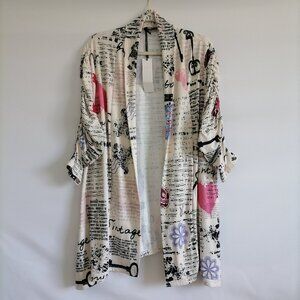 NWT Lily by Firmiana Womens White Open Front Skeleton Key Blazer Jacket Size 4X